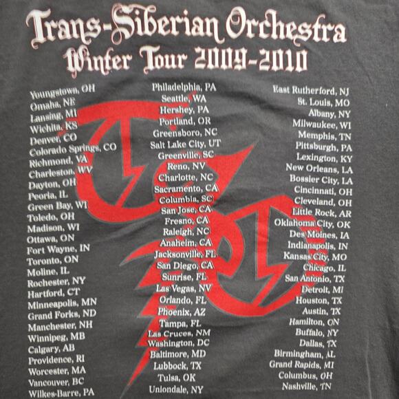 Trans Siberian Orchestra Shirt Mens XL Charcoal Concert Winter Tour 2009 2010 - Picture 6 of 8